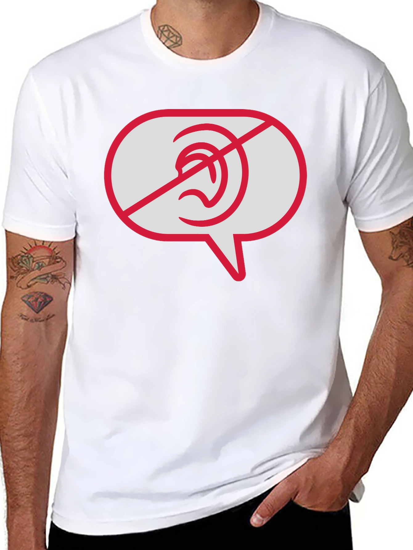 No Hearing T-Shirt - Black Graphic Tee
