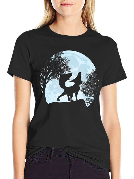 Wolf Howling at Moon Graphic Tee