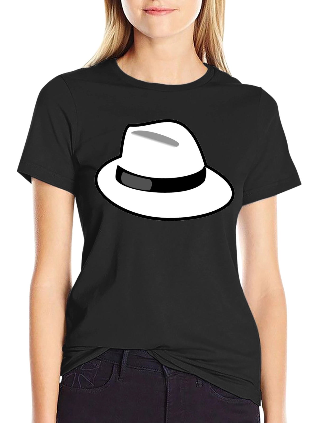 Cool Hat Graphic Tee - Black Cotton T-Shirt