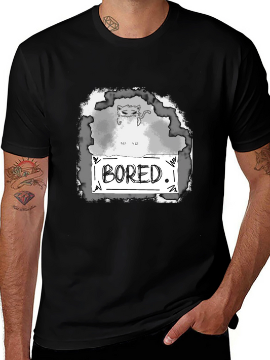 Bored Cat Graphic Tee - Unisex Black T-Shirt