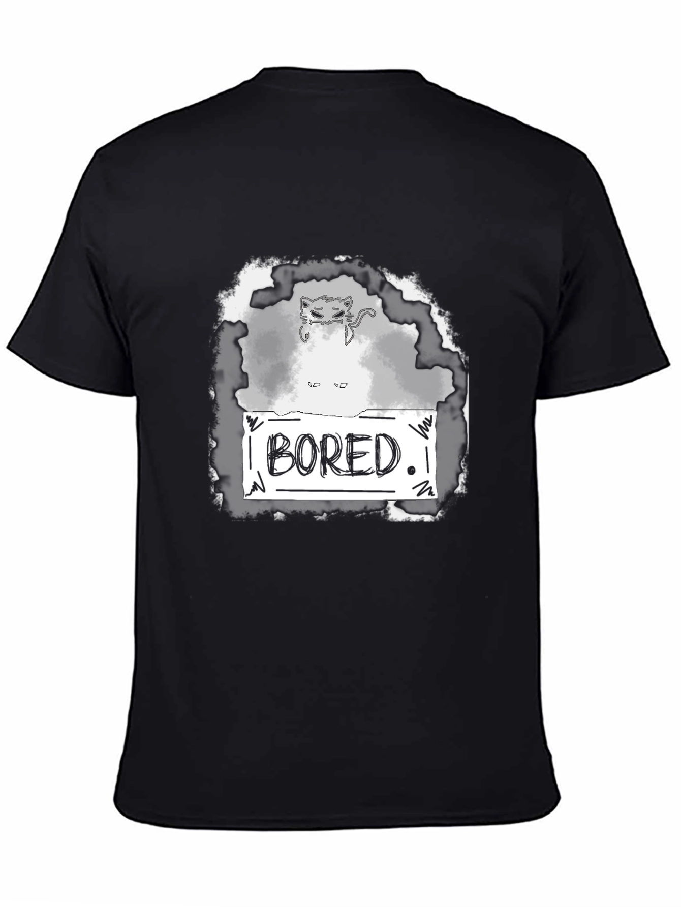 Bored Cat Graphic Tee - Unisex Black T-Shirt
