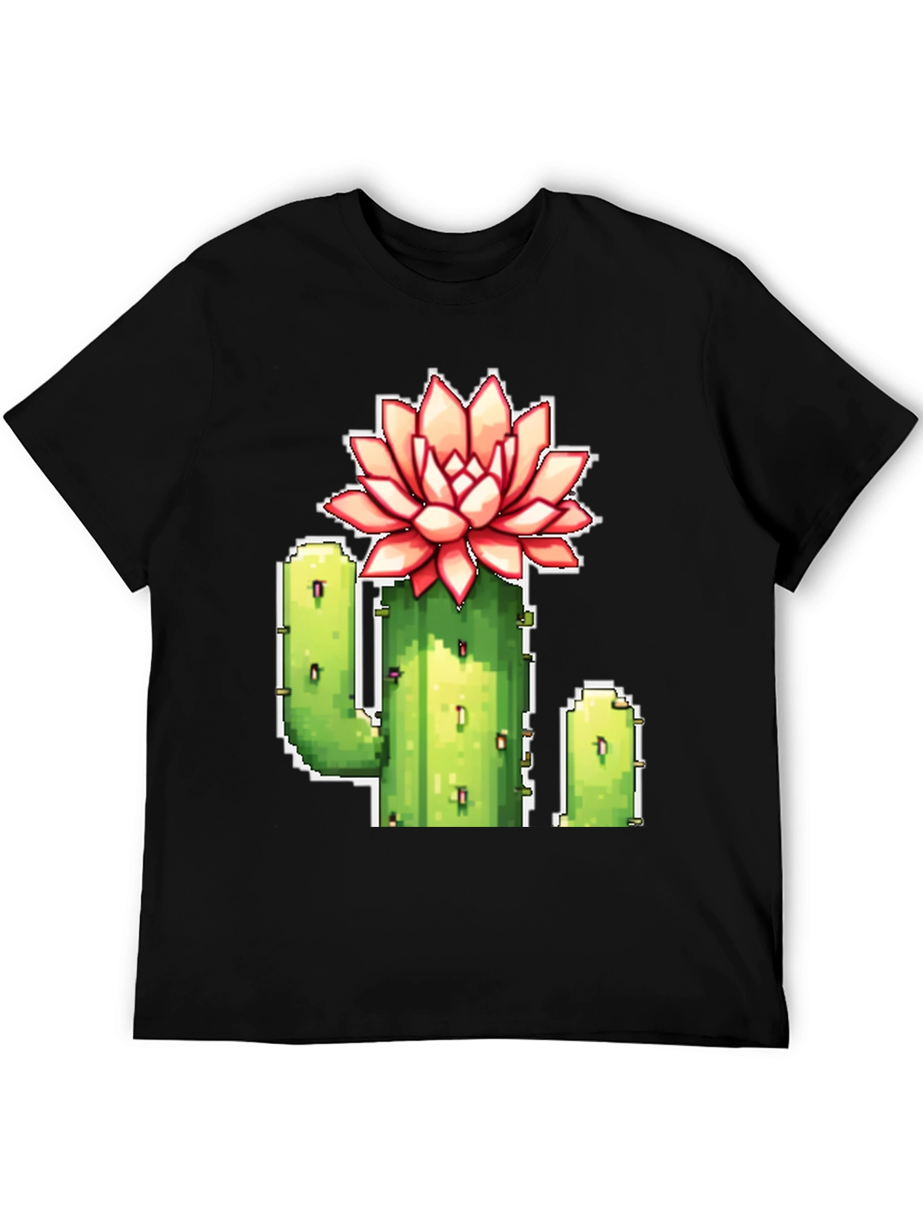 Pixel Cactus Flower T-Shirt - Retro Gaming Style