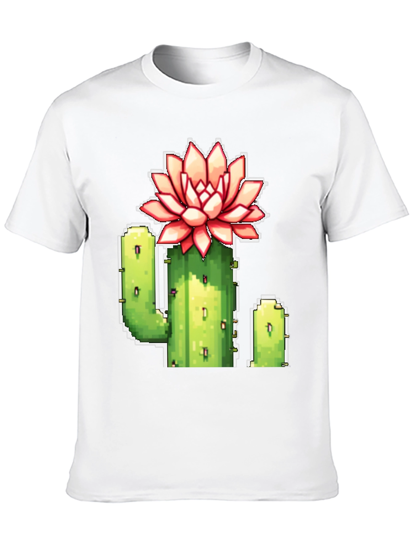 Pixel Cactus Flower T-Shirt - Retro Gaming Style