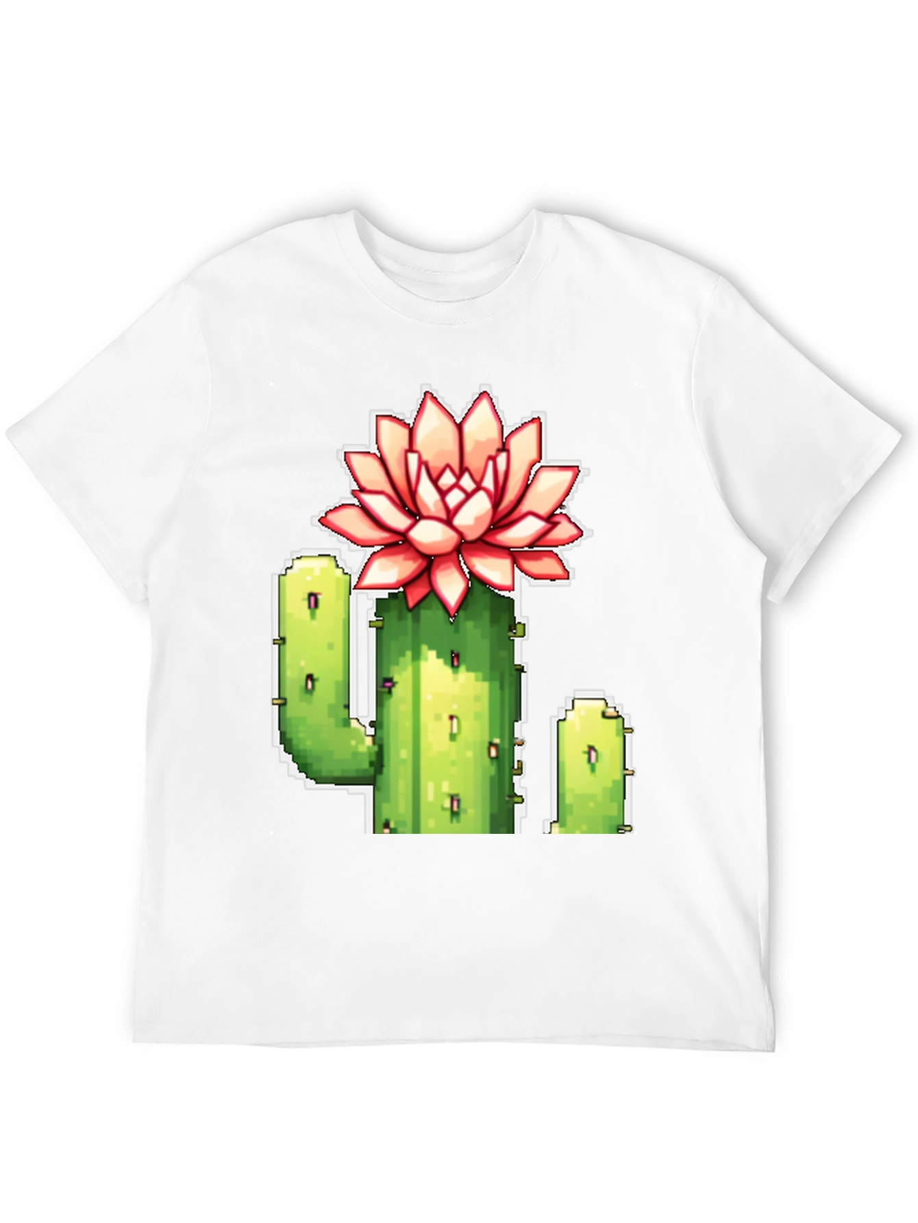 Pixel Cactus Flower T-Shirt - Retro Gaming Style