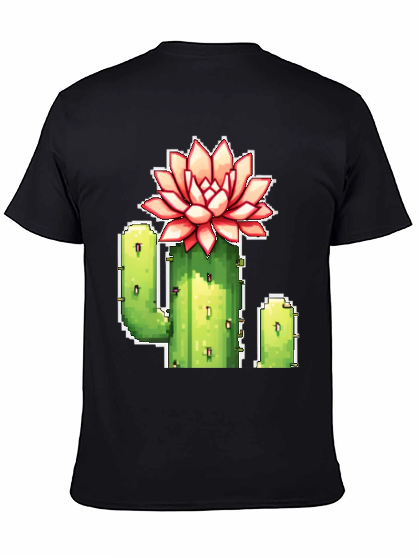 Pixel Cactus Flower T-Shirt - Retro Gaming Style