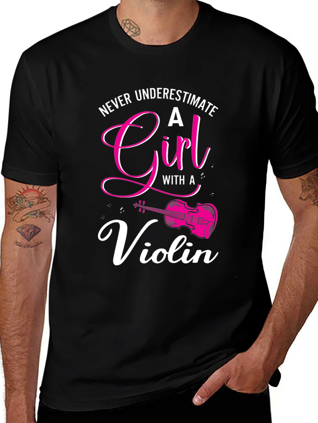 Never Underestimate a Girl with a Violin T-Shirt