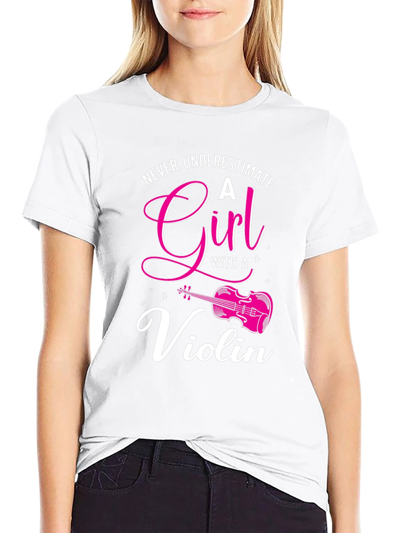 Never Underestimate a Girl with a Violin T-Shirt