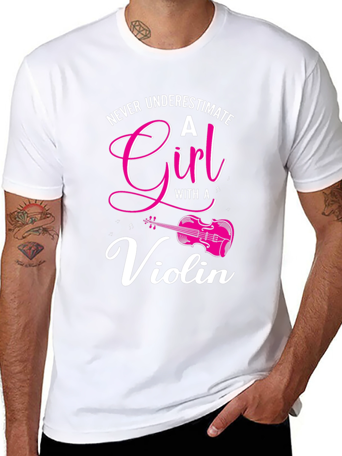 Never Underestimate a Girl with a Violin T-Shirt