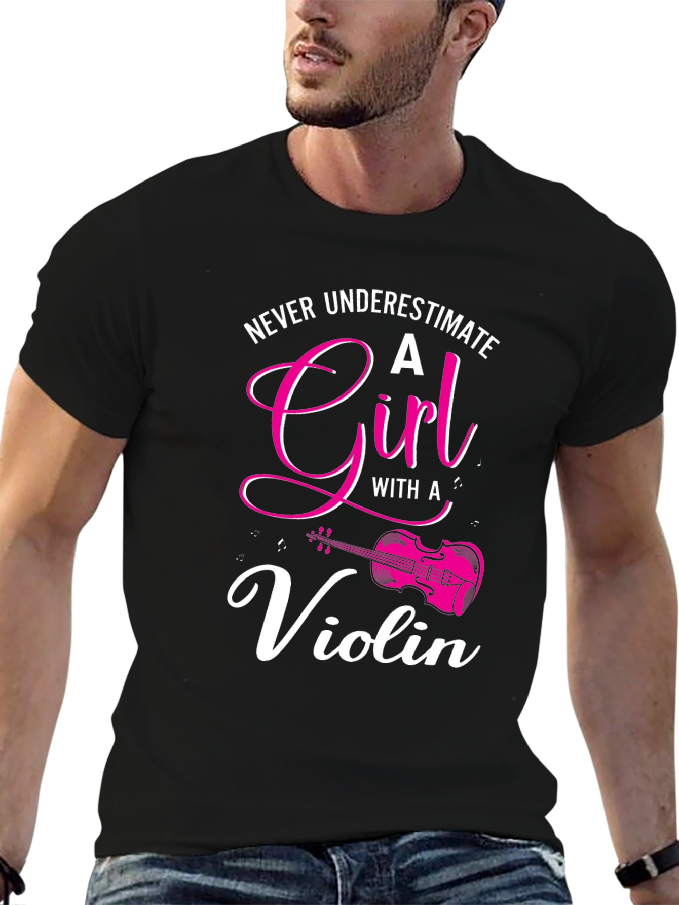 Never Underestimate a Girl with a Violin T-Shirt