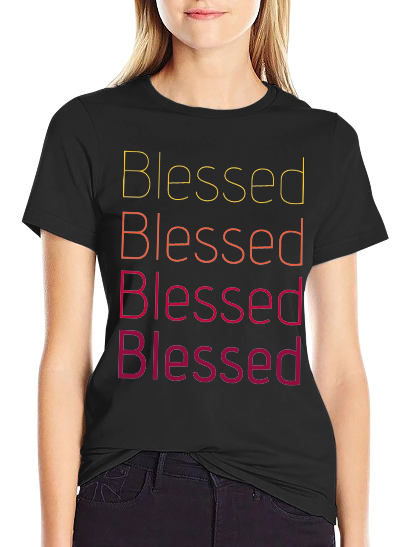 Blessed Text Graphic Tee Shirt