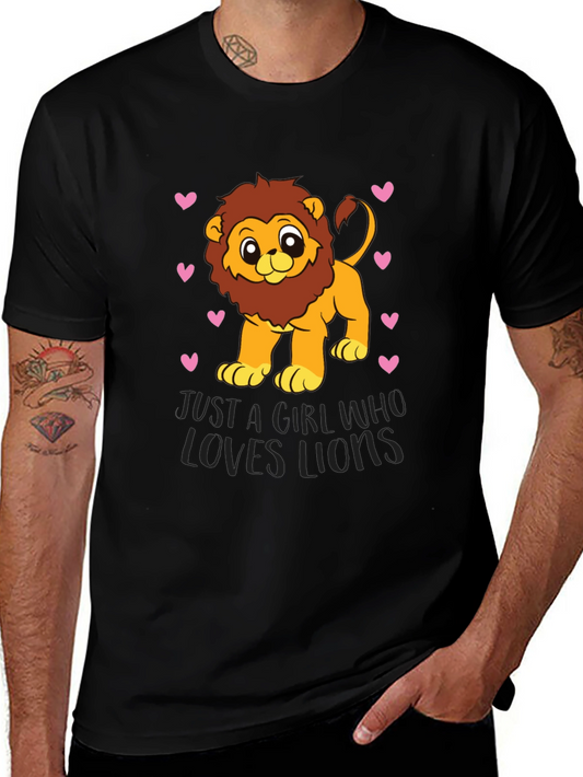 Cute Lion Lover Black T-Shirt