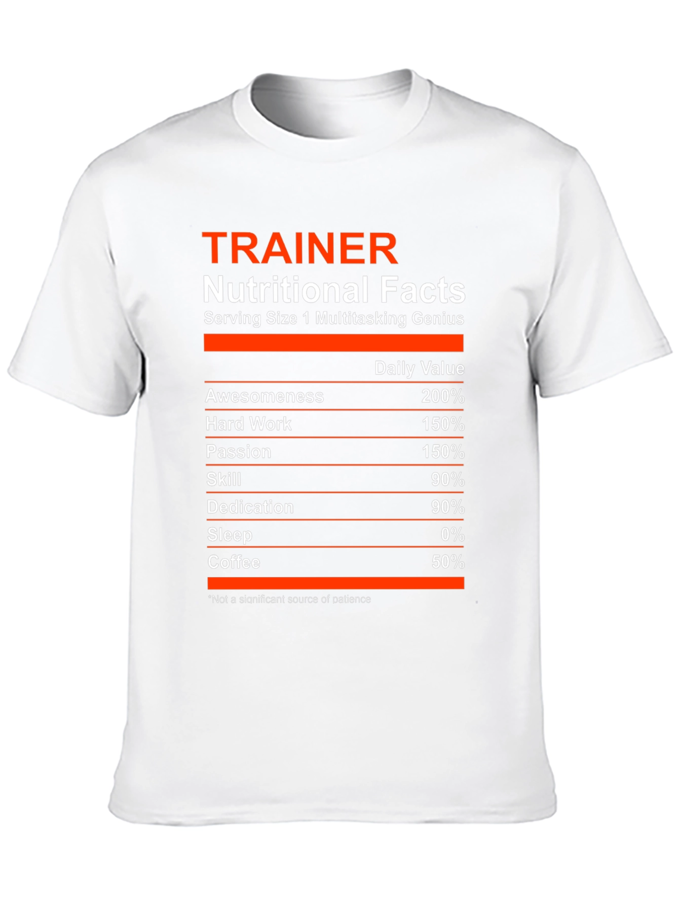 Trainer Nutritional Facts T-Shirt - Multitasking Genius