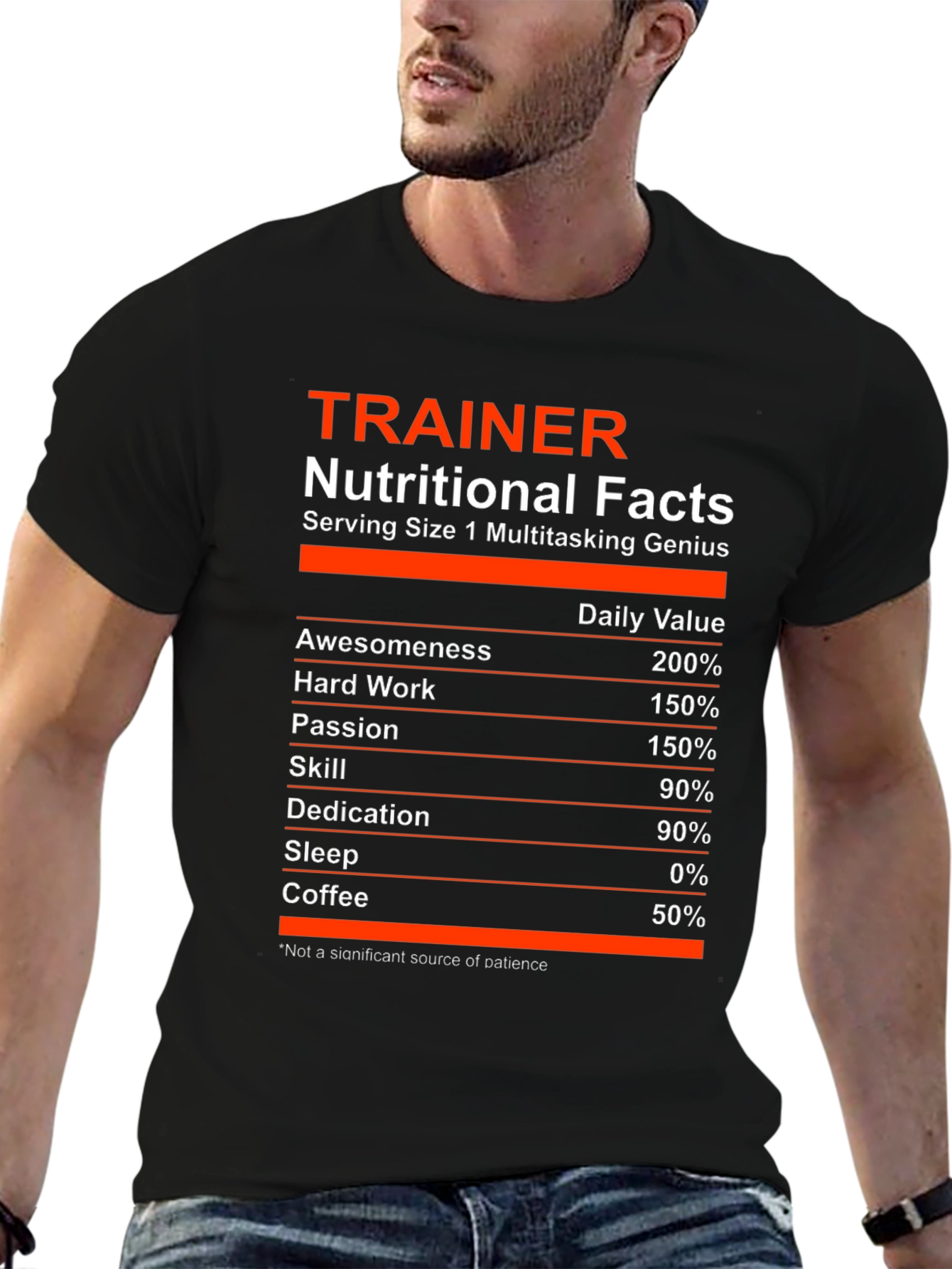 Trainer Nutritional Facts T-Shirt - Multitasking Genius