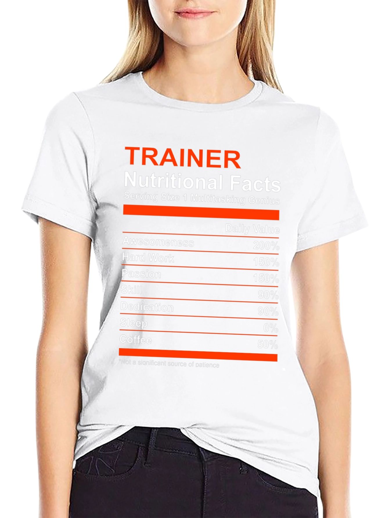 Trainer Nutritional Facts T-Shirt - Multitasking Genius