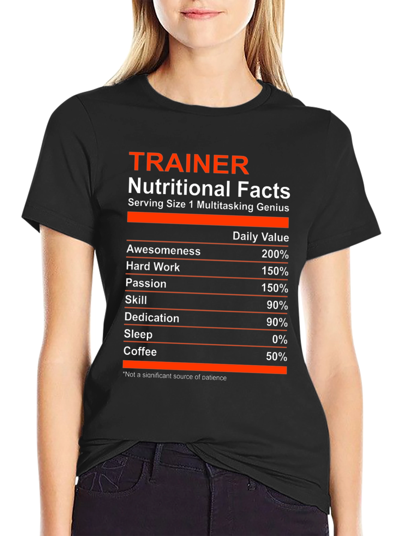 Trainer Nutritional Facts T-Shirt - Multitasking Genius