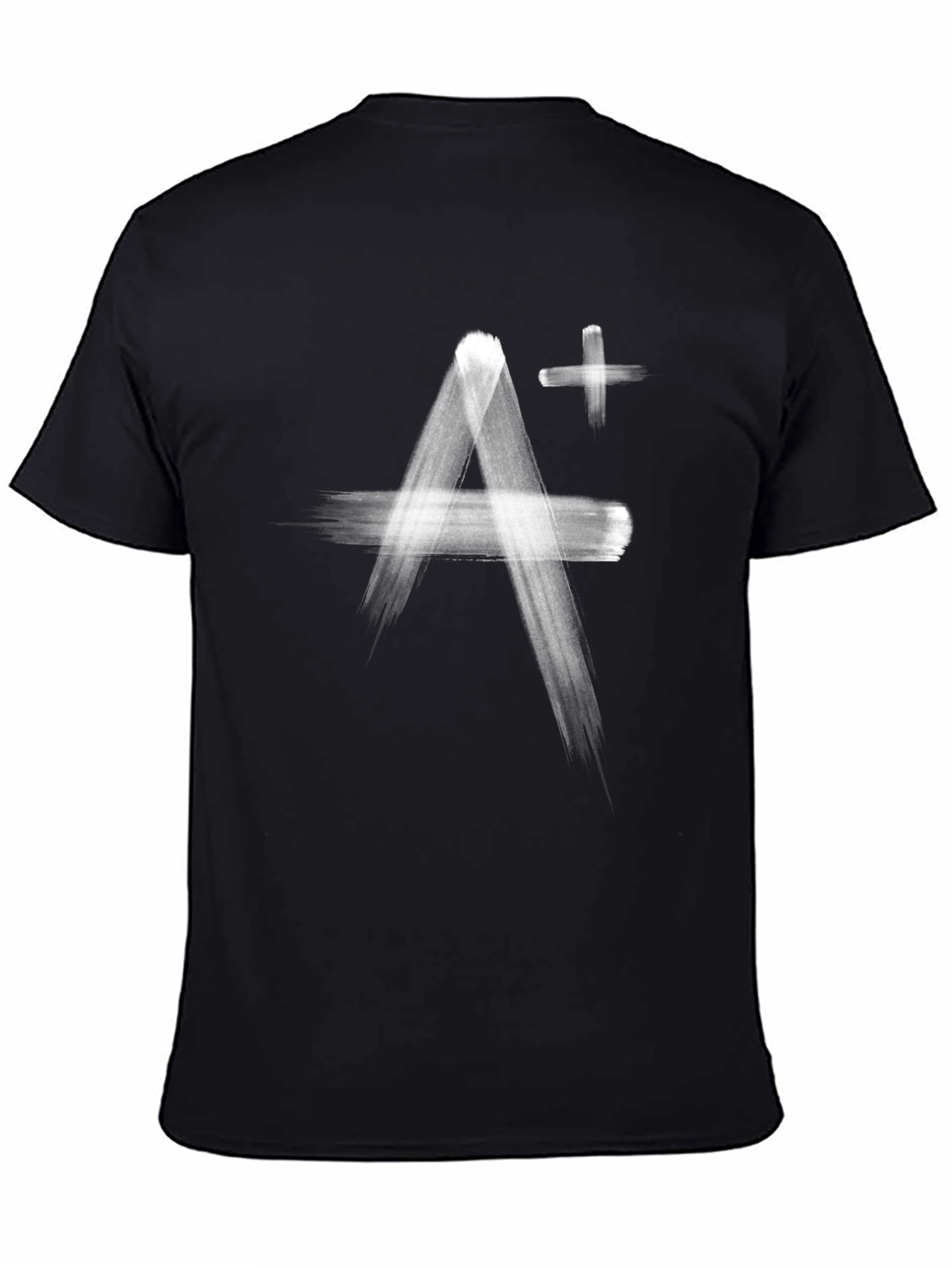 A+ Brushstroke Graphic Tee - Soft Black Cotton