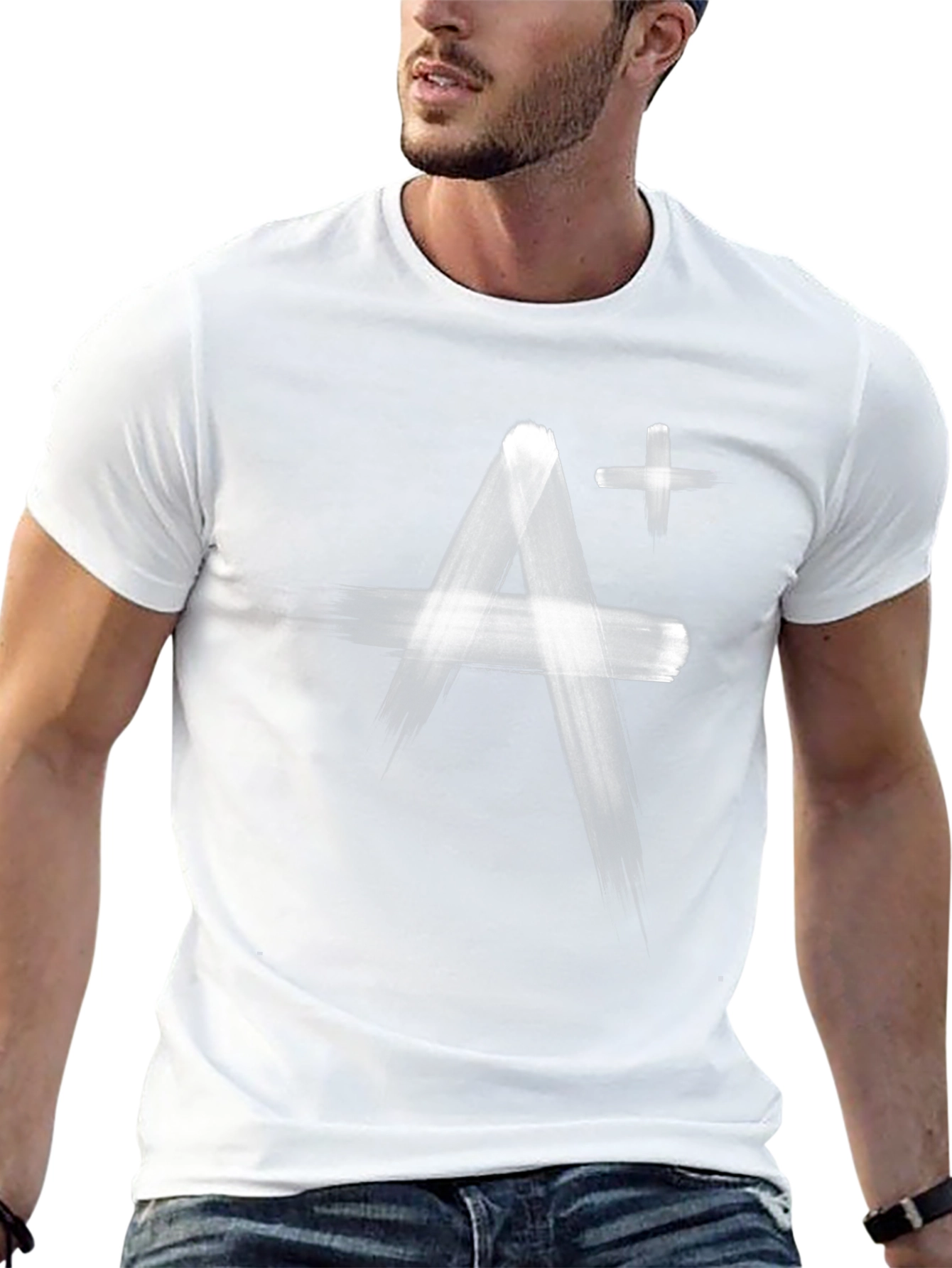 A+ Brushstroke Graphic Tee - Soft Black Cotton