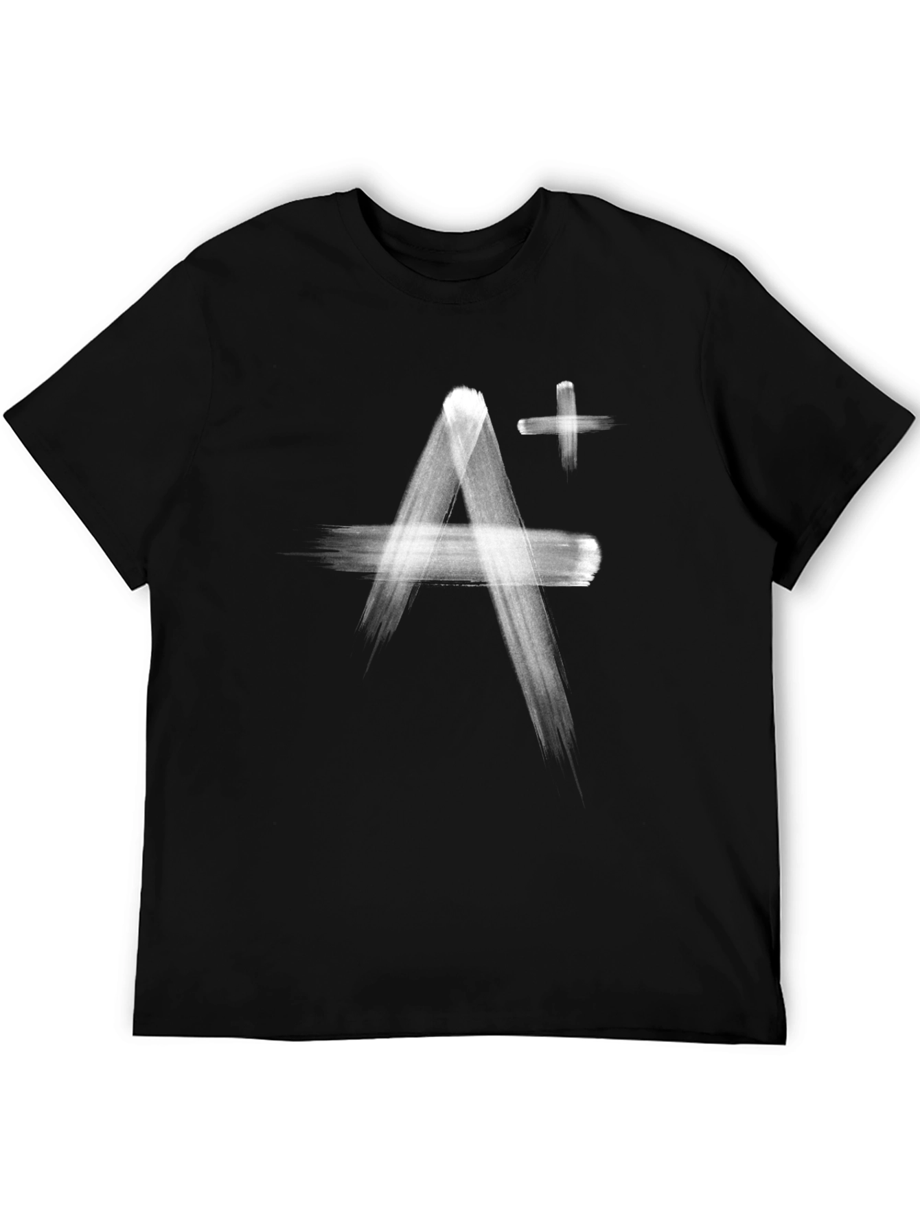 A+ Brushstroke Graphic Tee - Soft Black Cotton