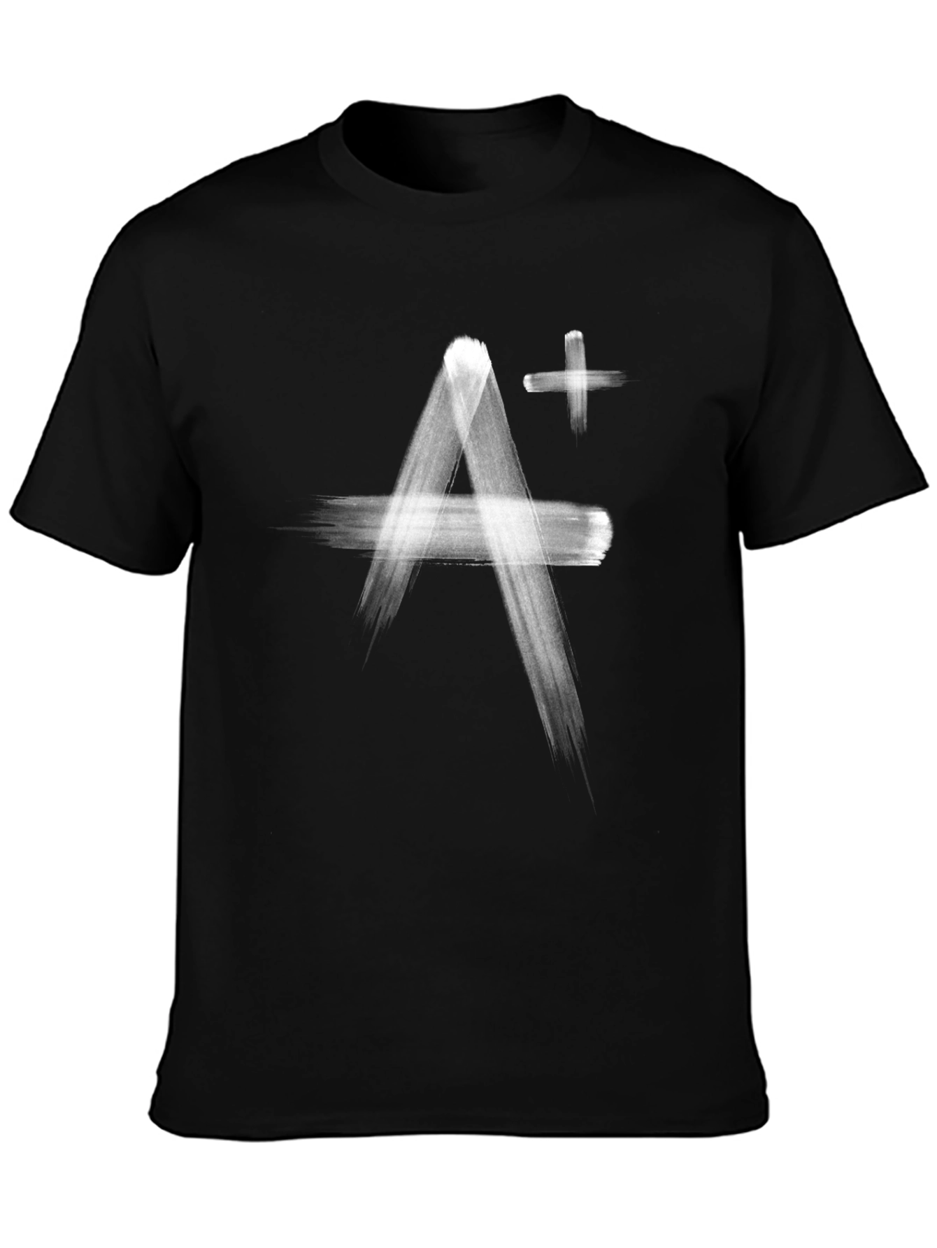 A+ Brushstroke Graphic Tee - Soft Black Cotton