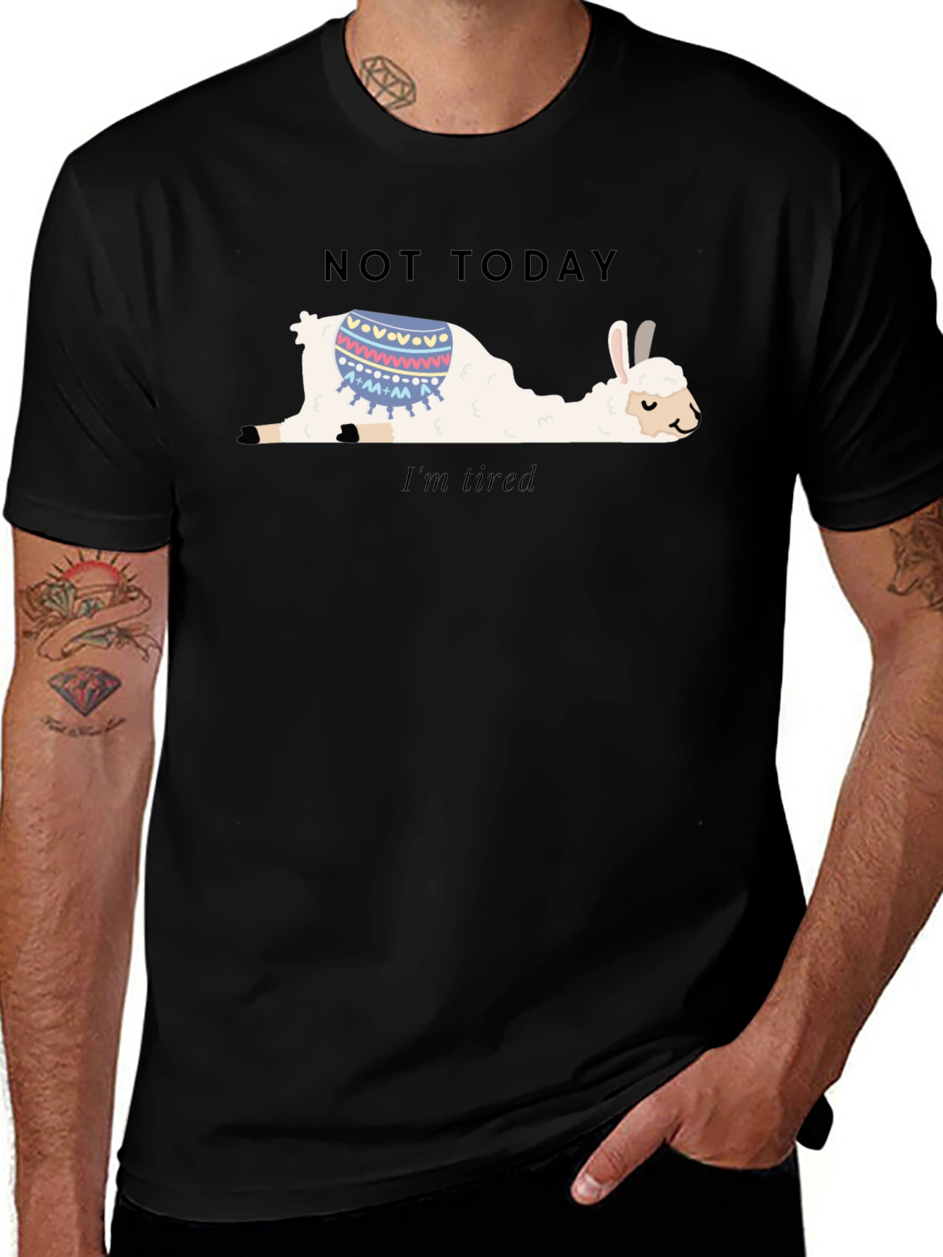 Not Today Llama T-Shirt Im Tired Funny Tee