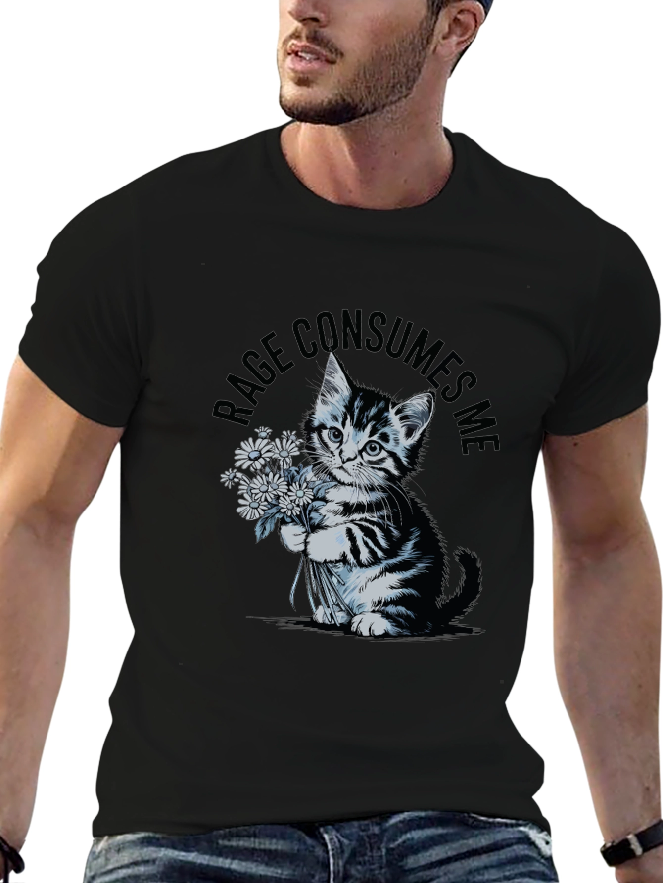 Rage Consumes Me Kitten T-Shirt - Black