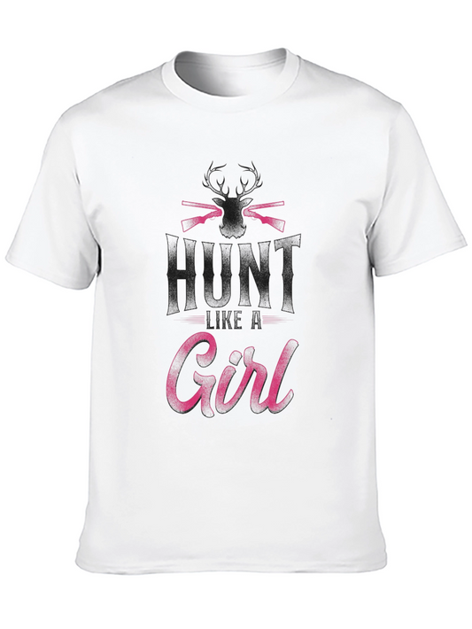 Hunt Girl T-Shirt - Black Crew Neck Hunting Apparel