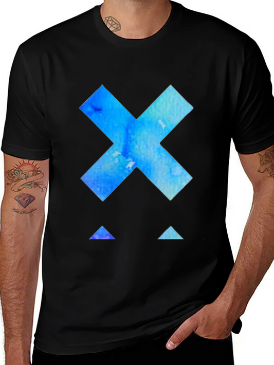 Abstract Watercolor Cross Graphic Tee - Black