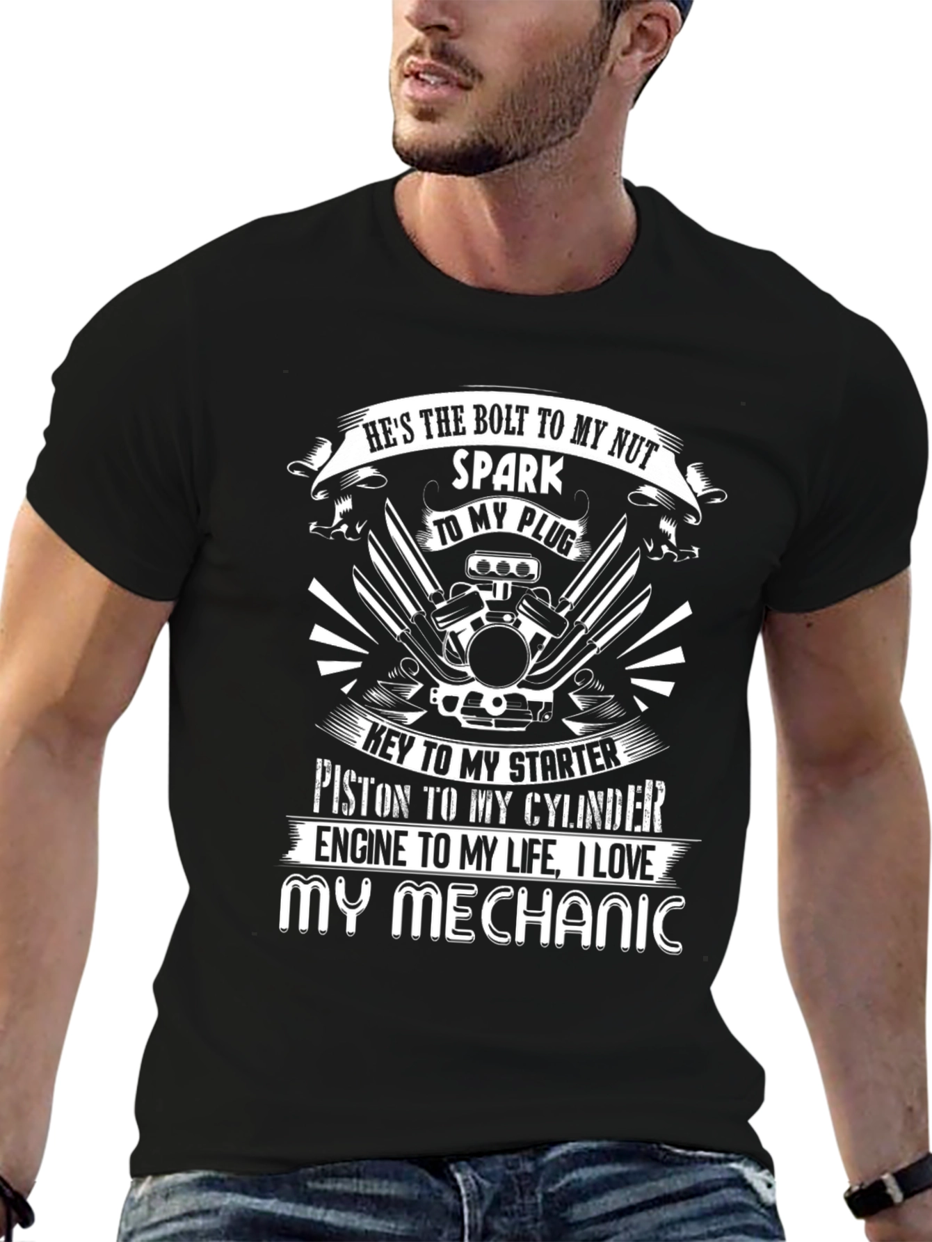 I Love My Mechanic Black T-Shirt