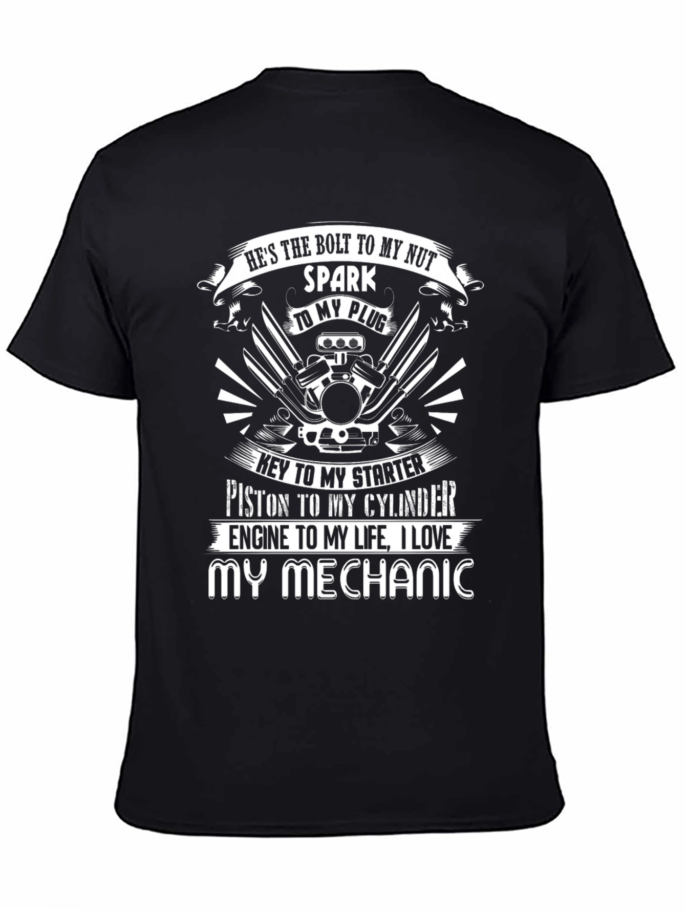 I Love My Mechanic Black T-Shirt