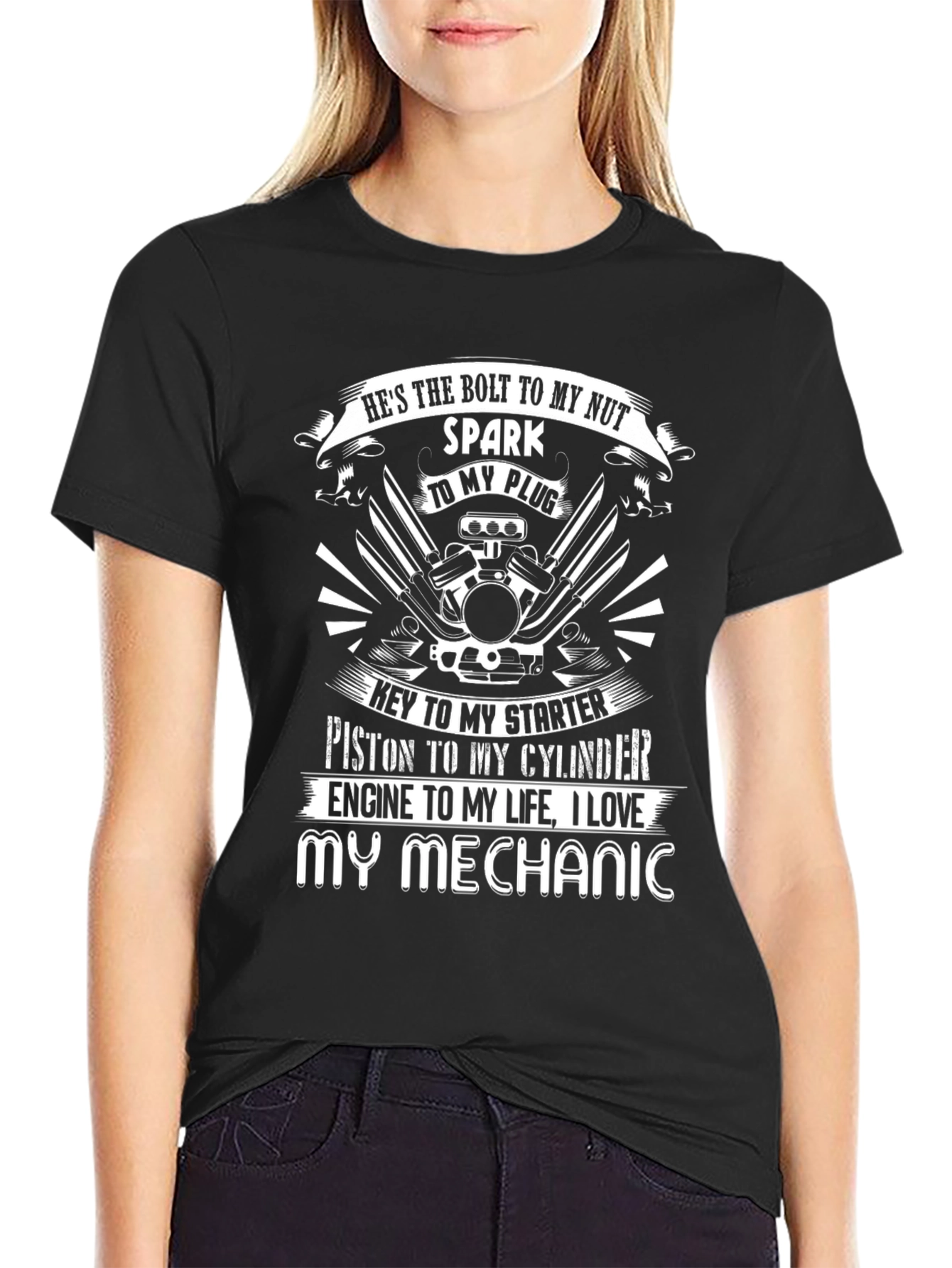 I Love My Mechanic Black T-Shirt