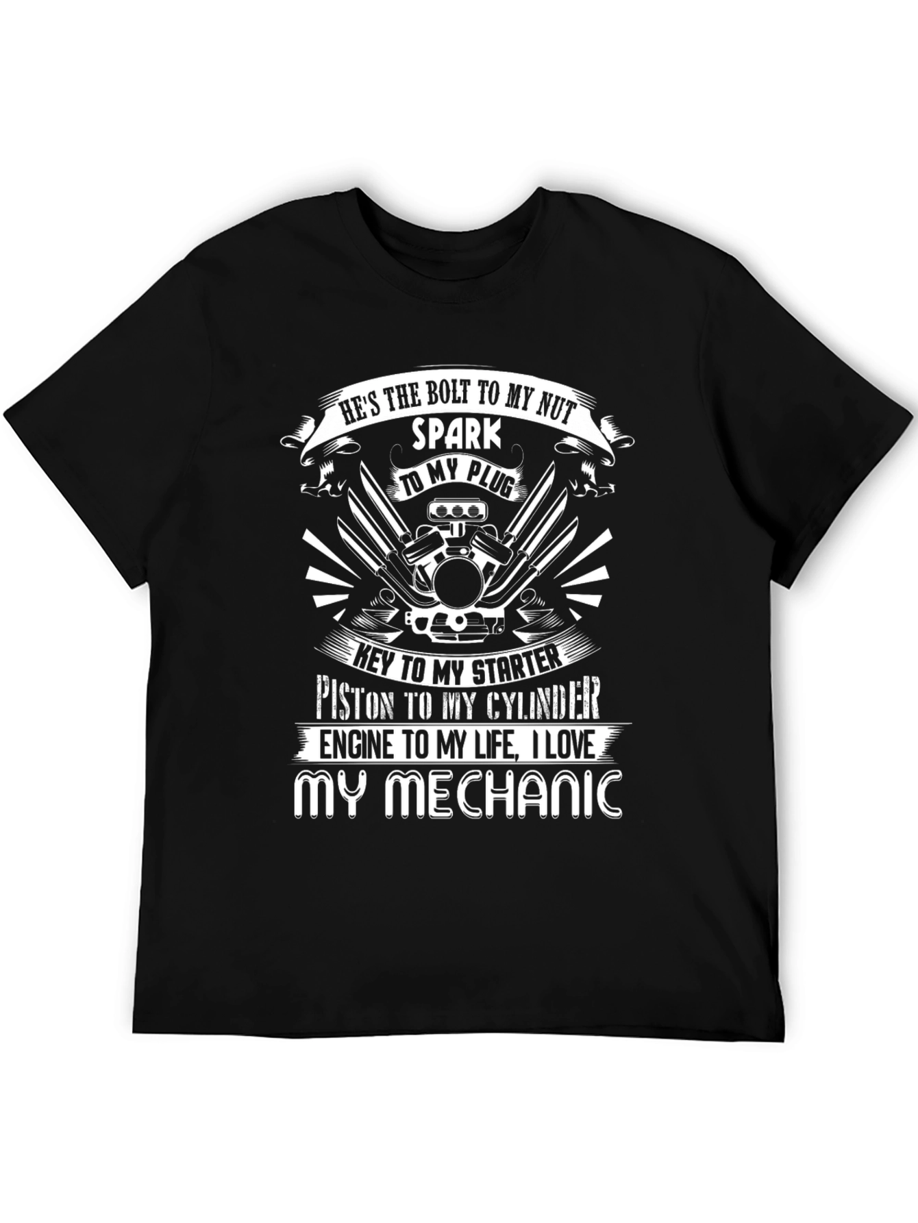 I Love My Mechanic Black T-Shirt