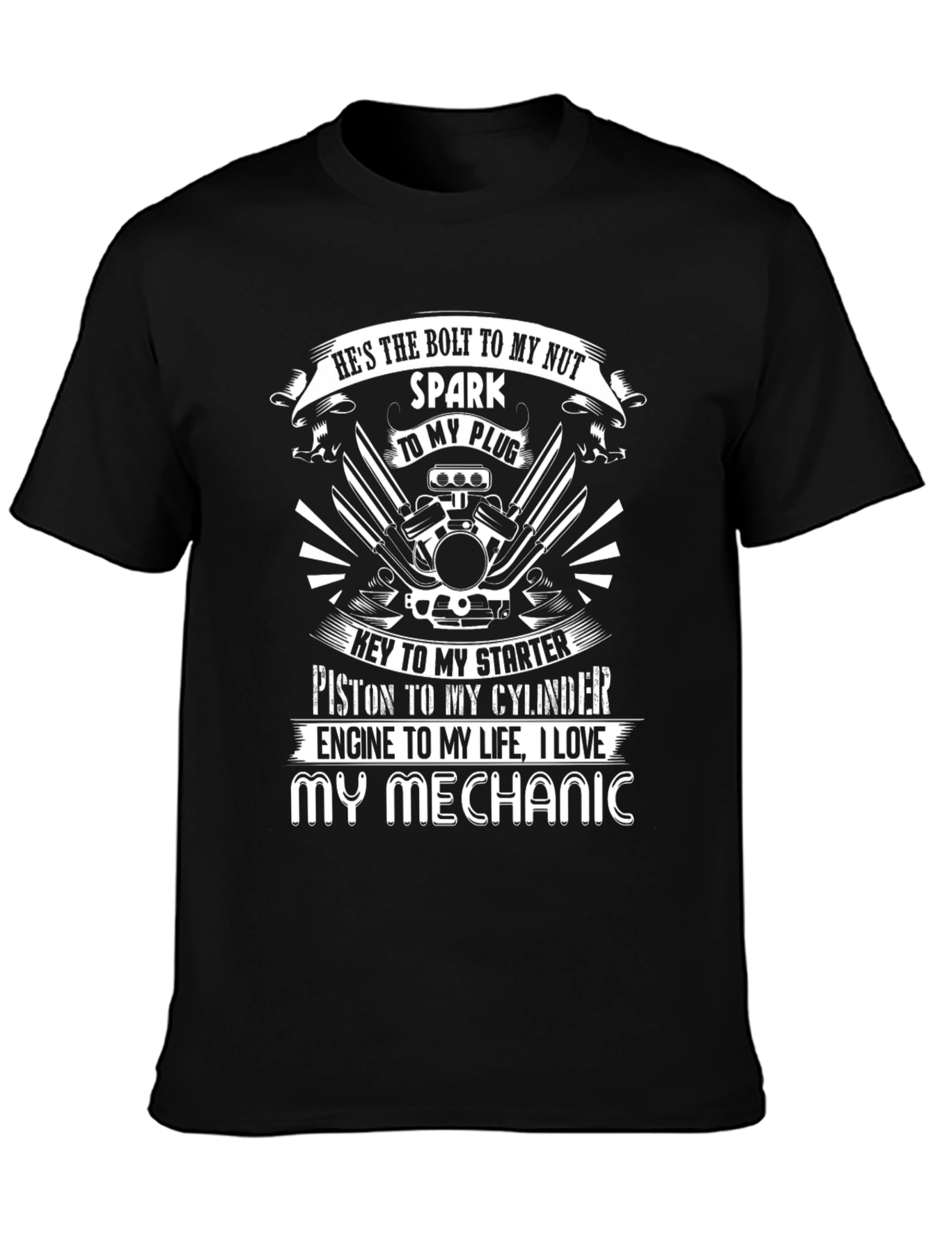I Love My Mechanic Black T-Shirt