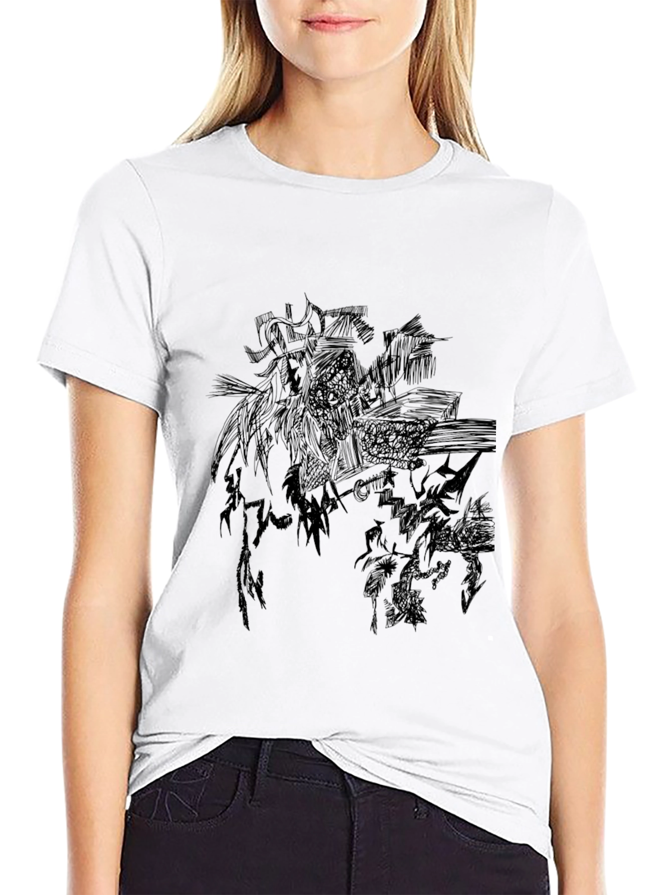 Black Graphic Print Mens Tee