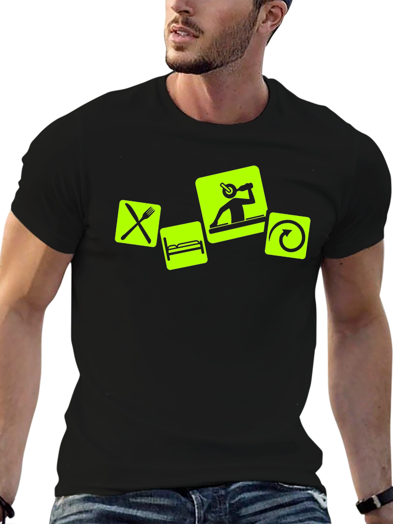 Eat Sleep DJ Repeat - Black Graphic T-Shirt