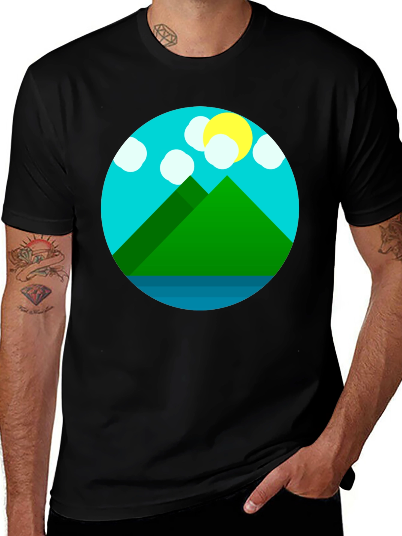 Mountain Graphic Tee - Stylish Unisex Black T-Shirt