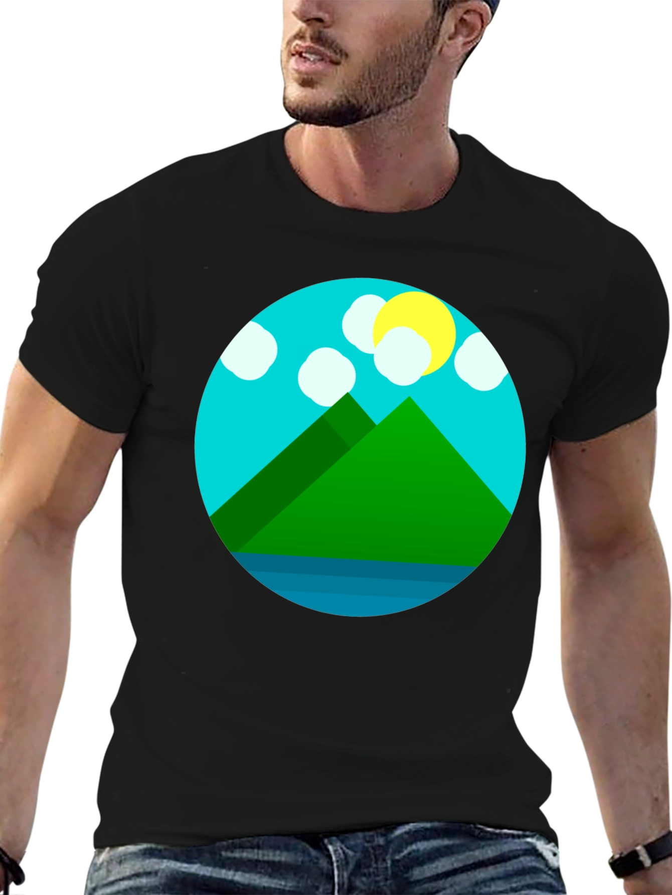 Mountain Graphic Tee - Stylish Unisex Black T-Shirt