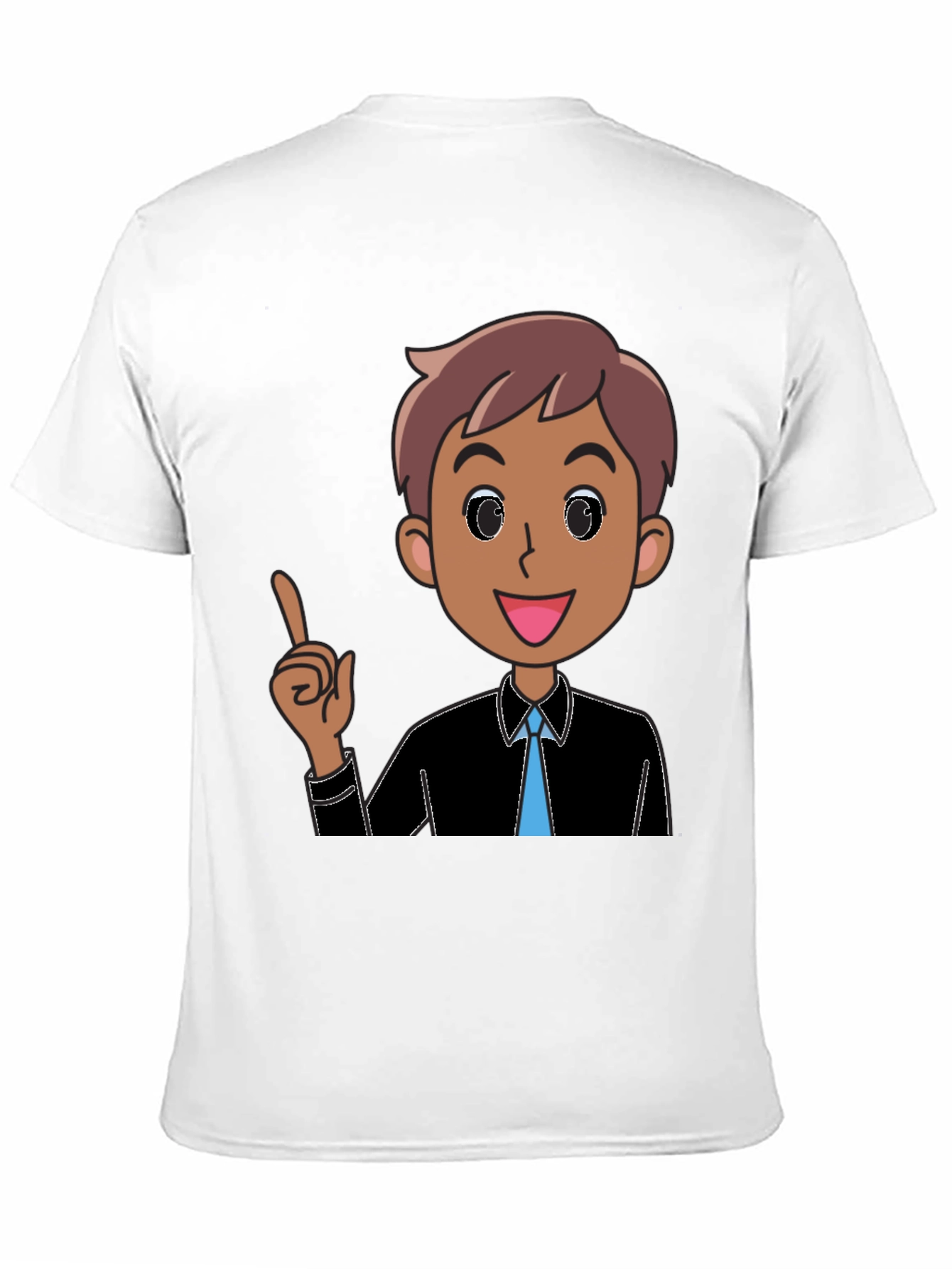 Cartoon Man Graphic Tee - Black Cotton T-Shirt