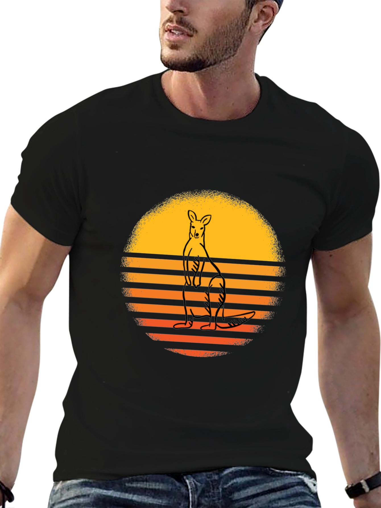 Retro Kangaroo Sunset Graphic Tee