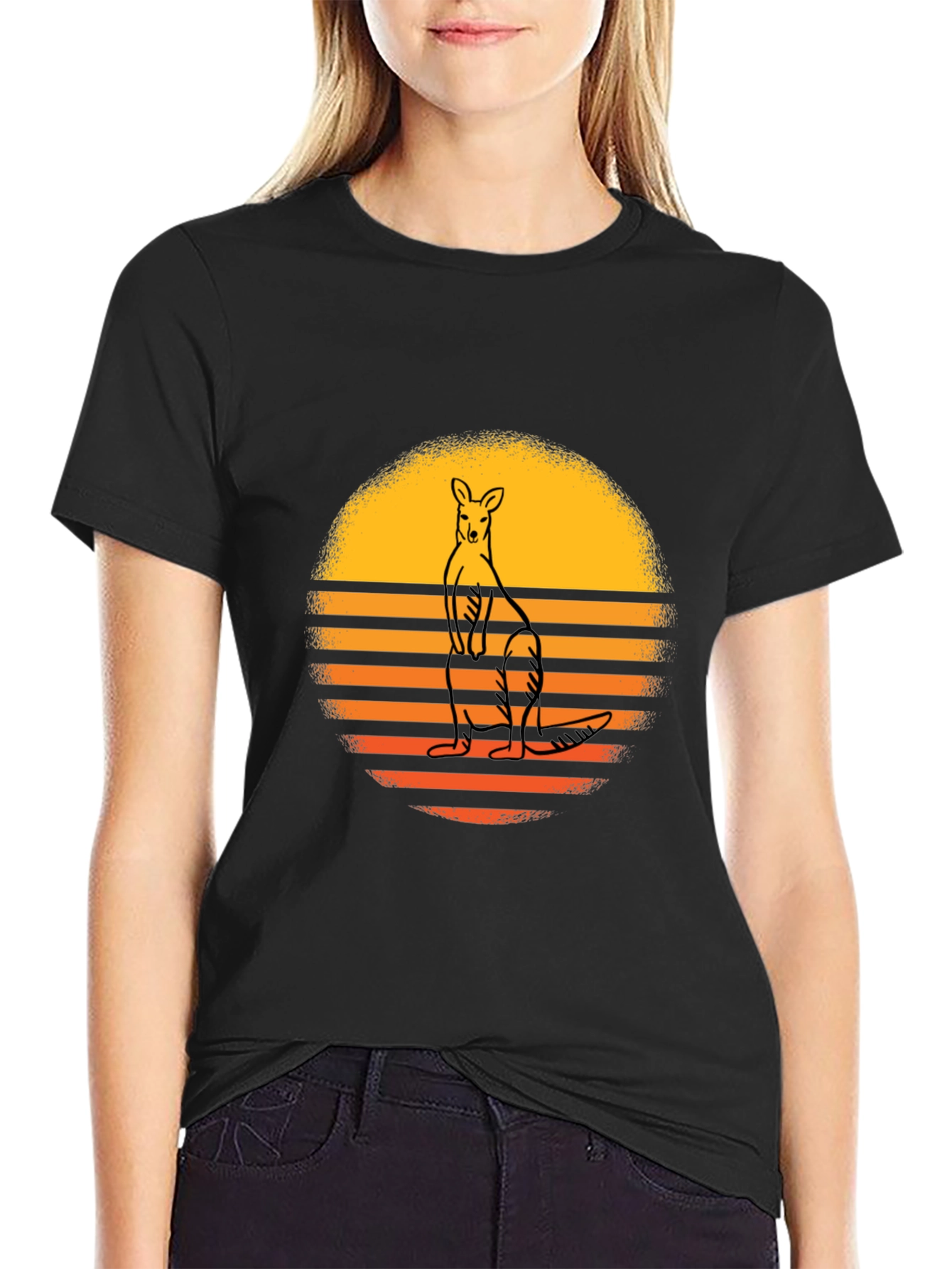 Retro Kangaroo Sunset Graphic Tee