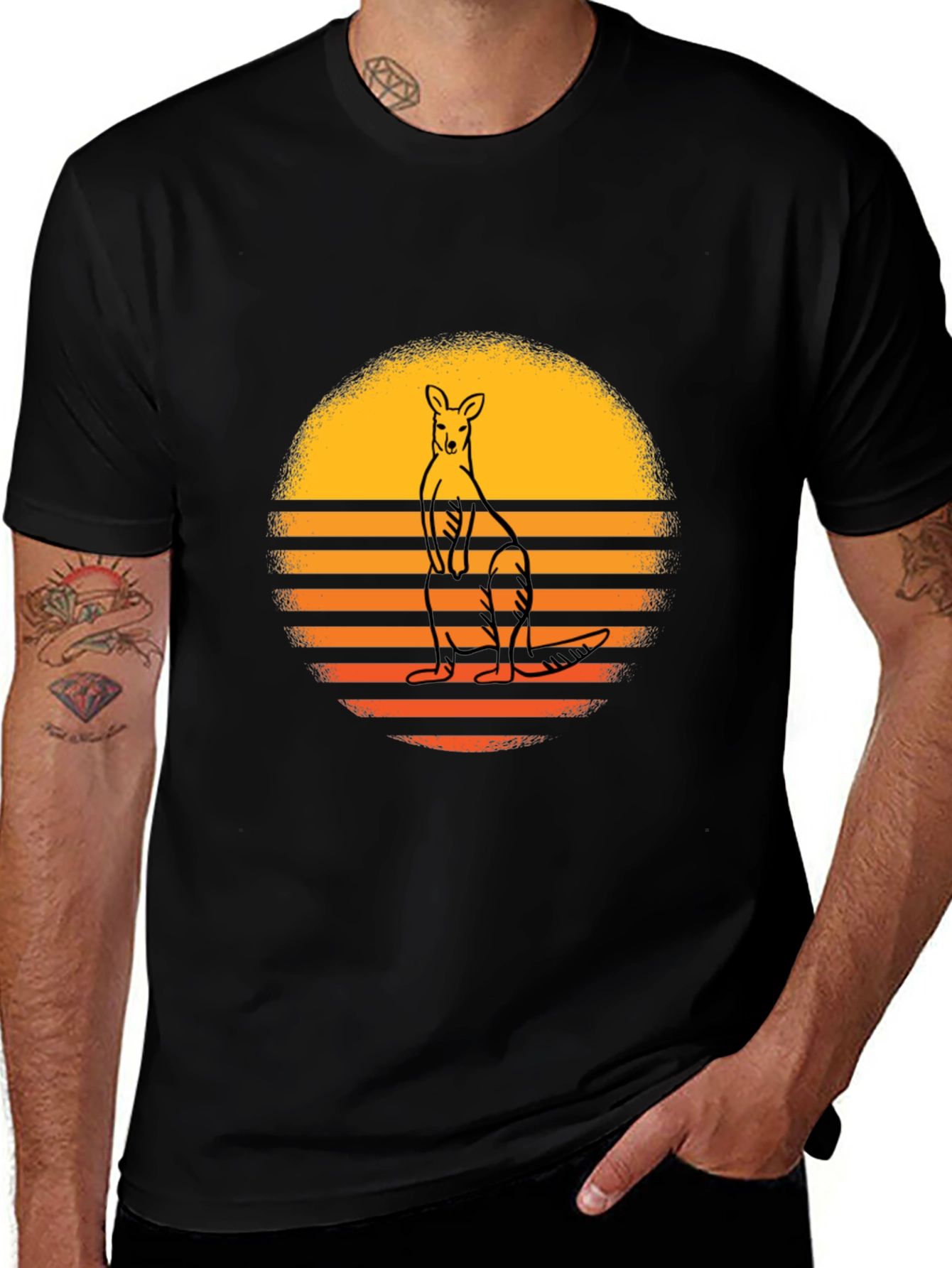Retro Kangaroo Sunset Graphic Tee