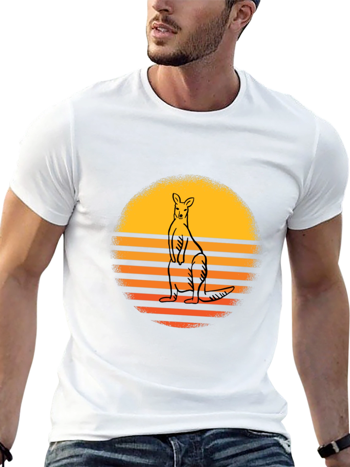 Retro Kangaroo Sunset Graphic Tee