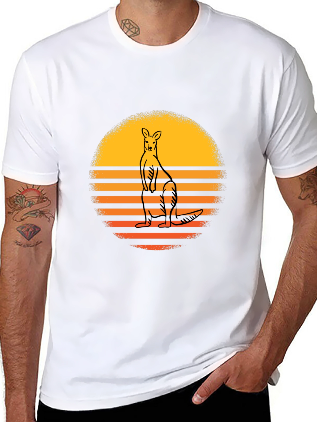 Retro Kangaroo Sunset Graphic Tee