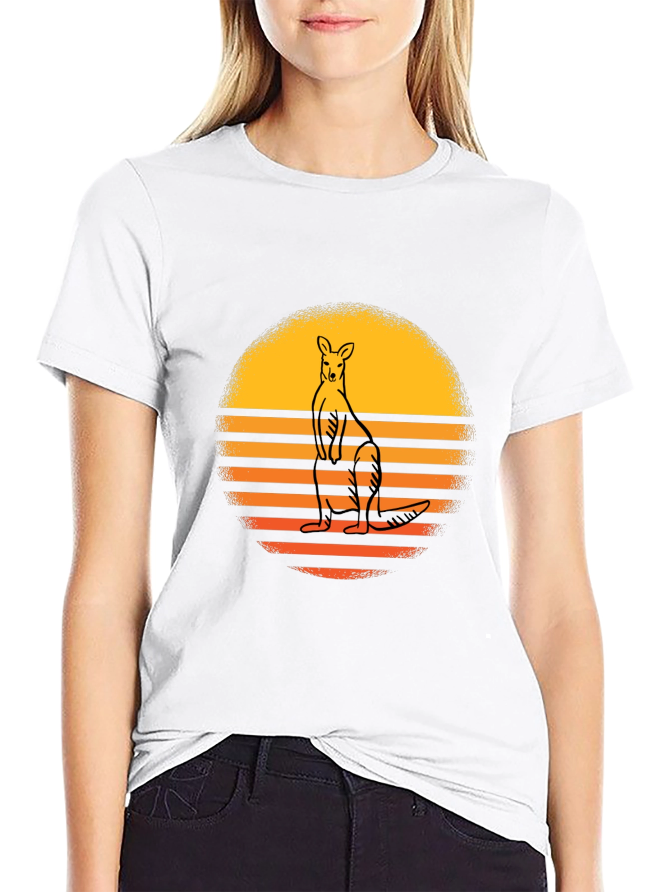Retro Kangaroo Sunset Graphic Tee