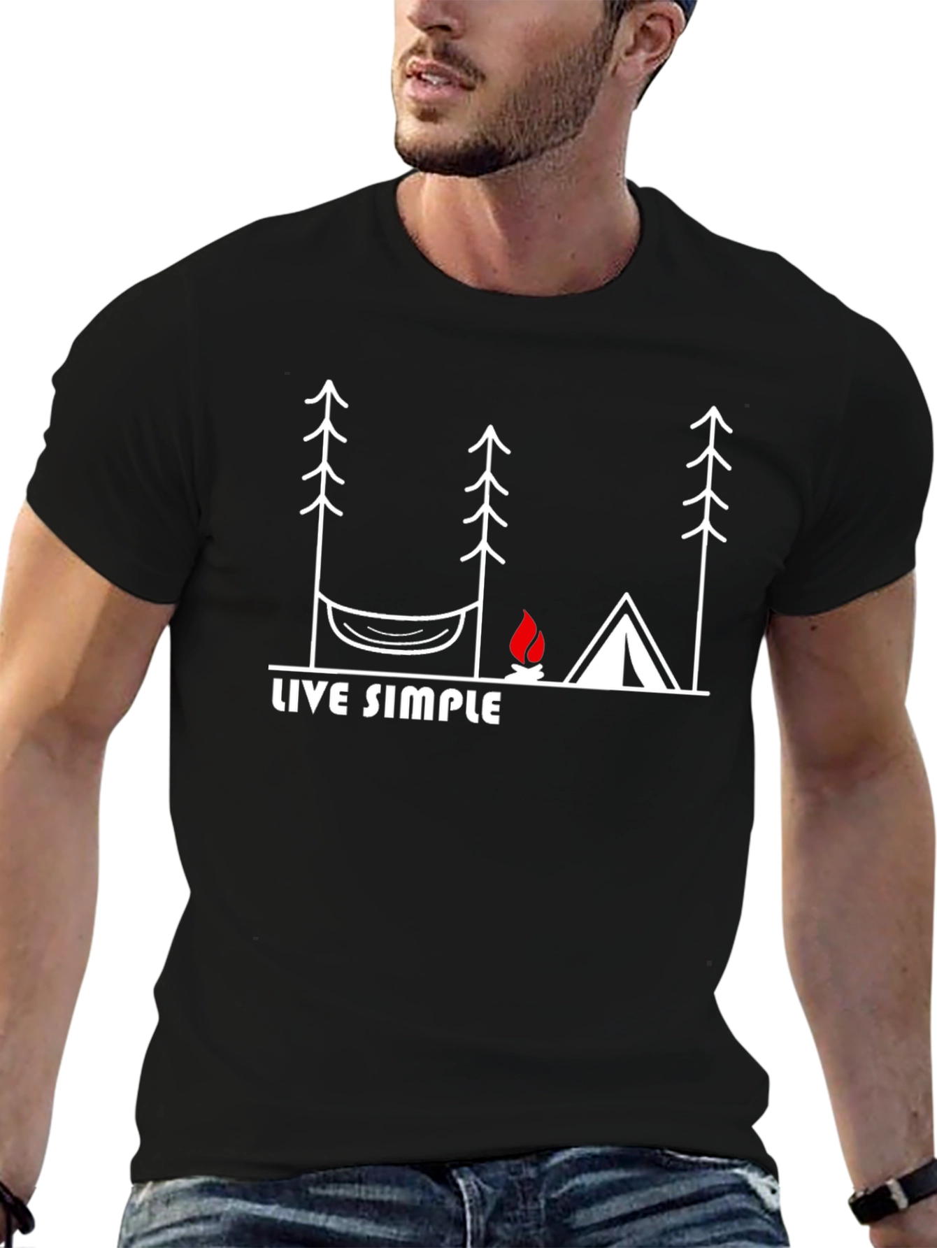 Live Simple Camping Graphic T-Shirt - Relaxed Fit