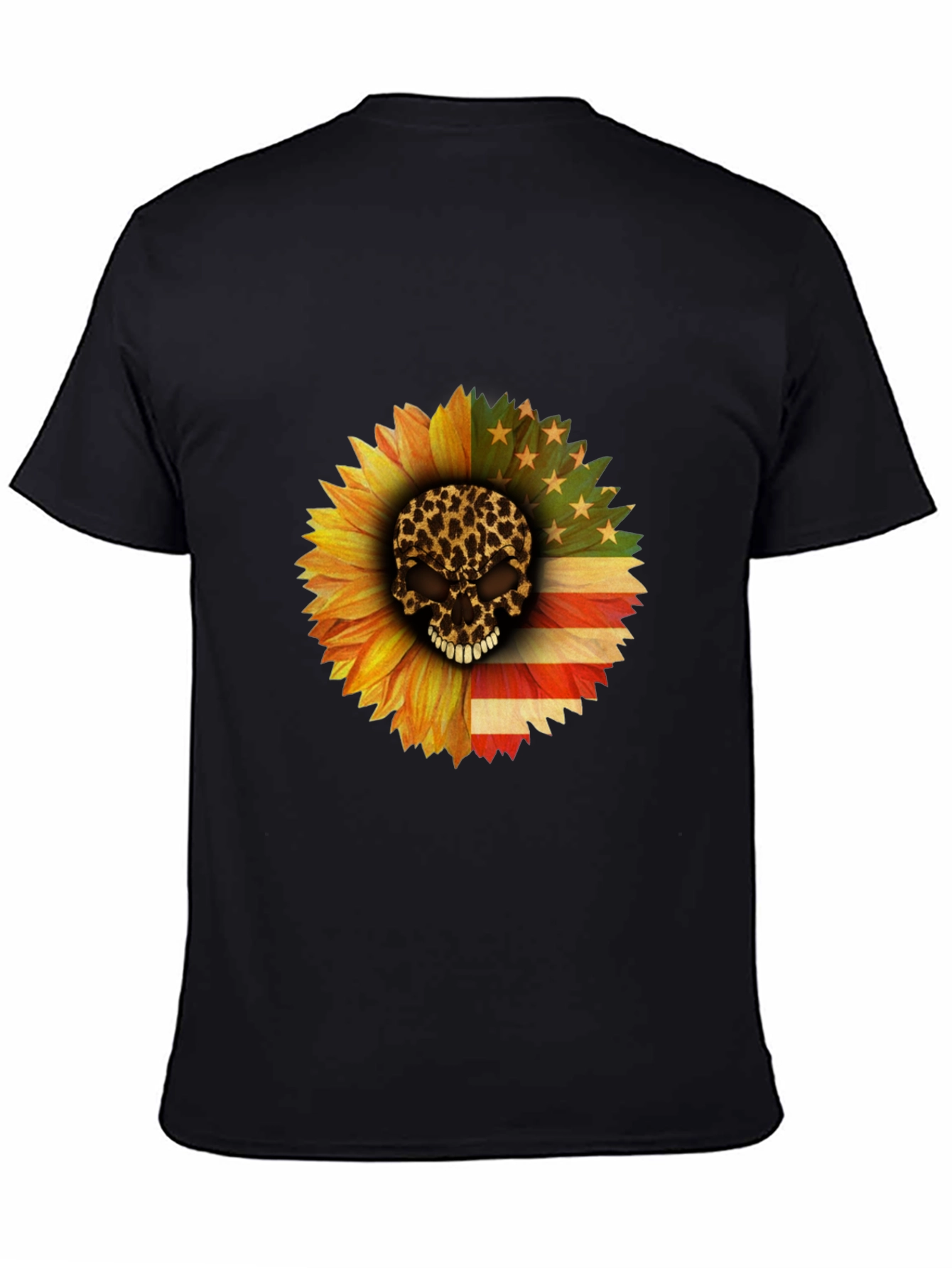 Skull Sunflower Patriotic T-Shirt