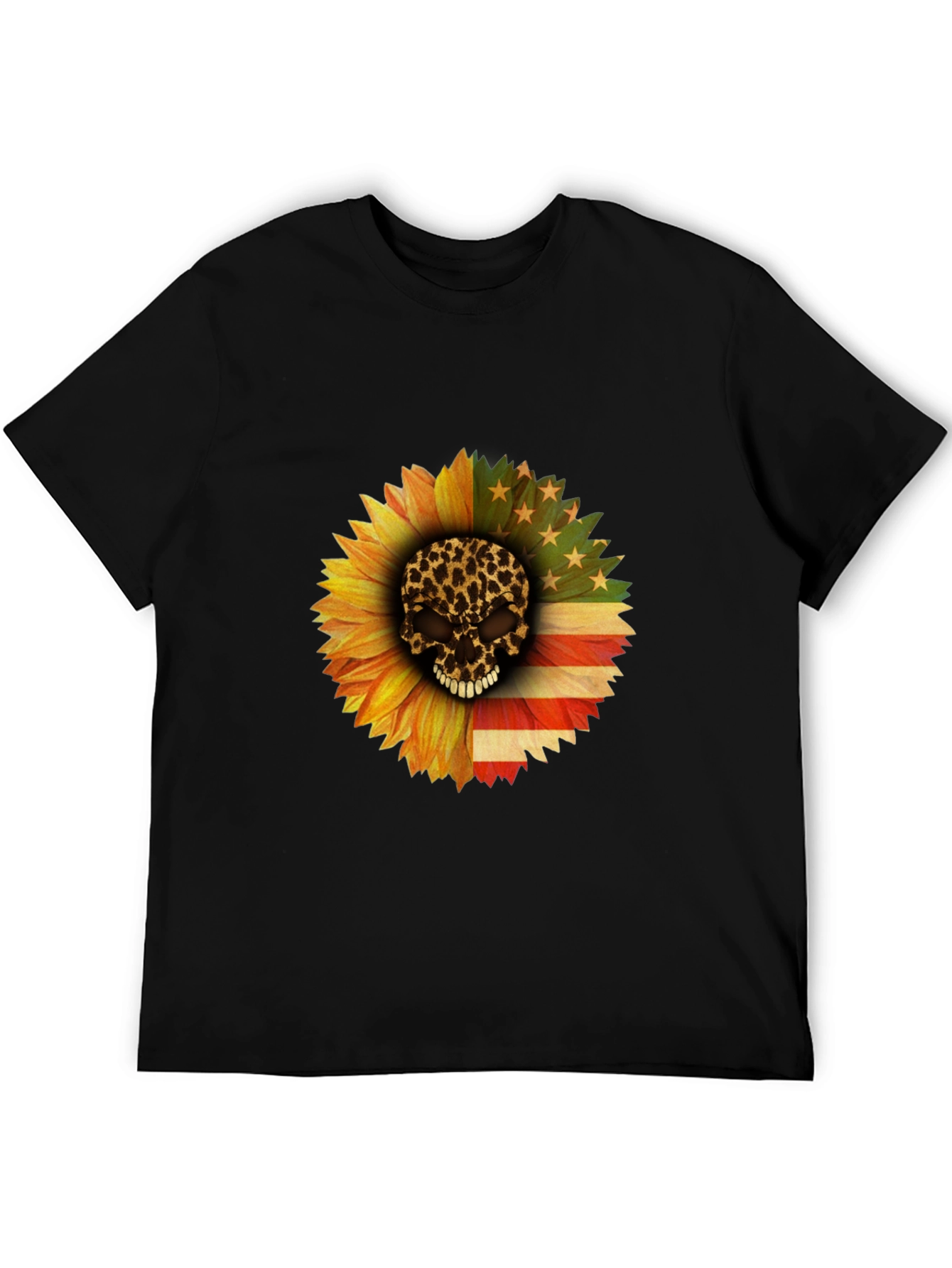 Skull Sunflower Patriotic T-Shirt
