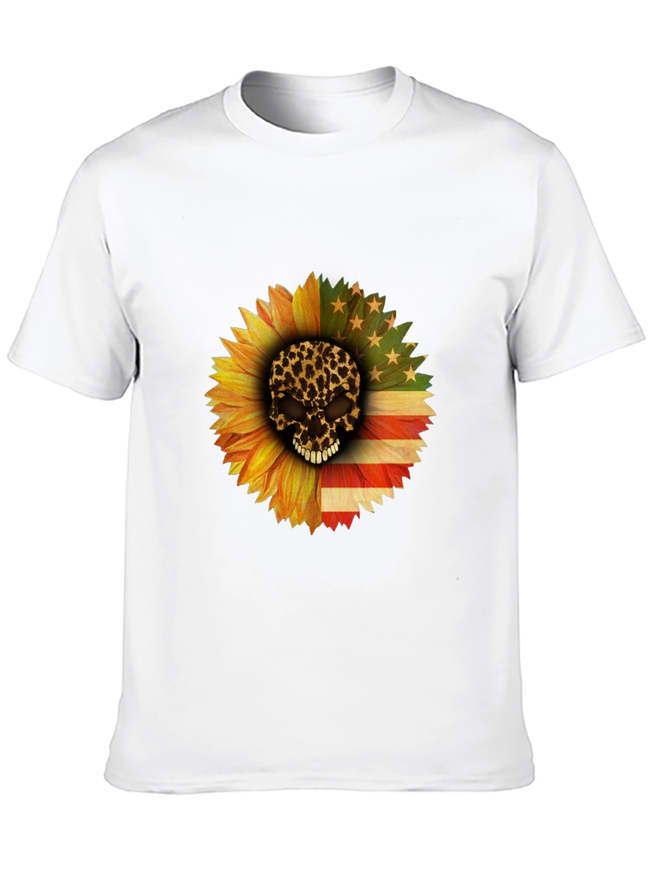 Skull Sunflower Patriotic T-Shirt