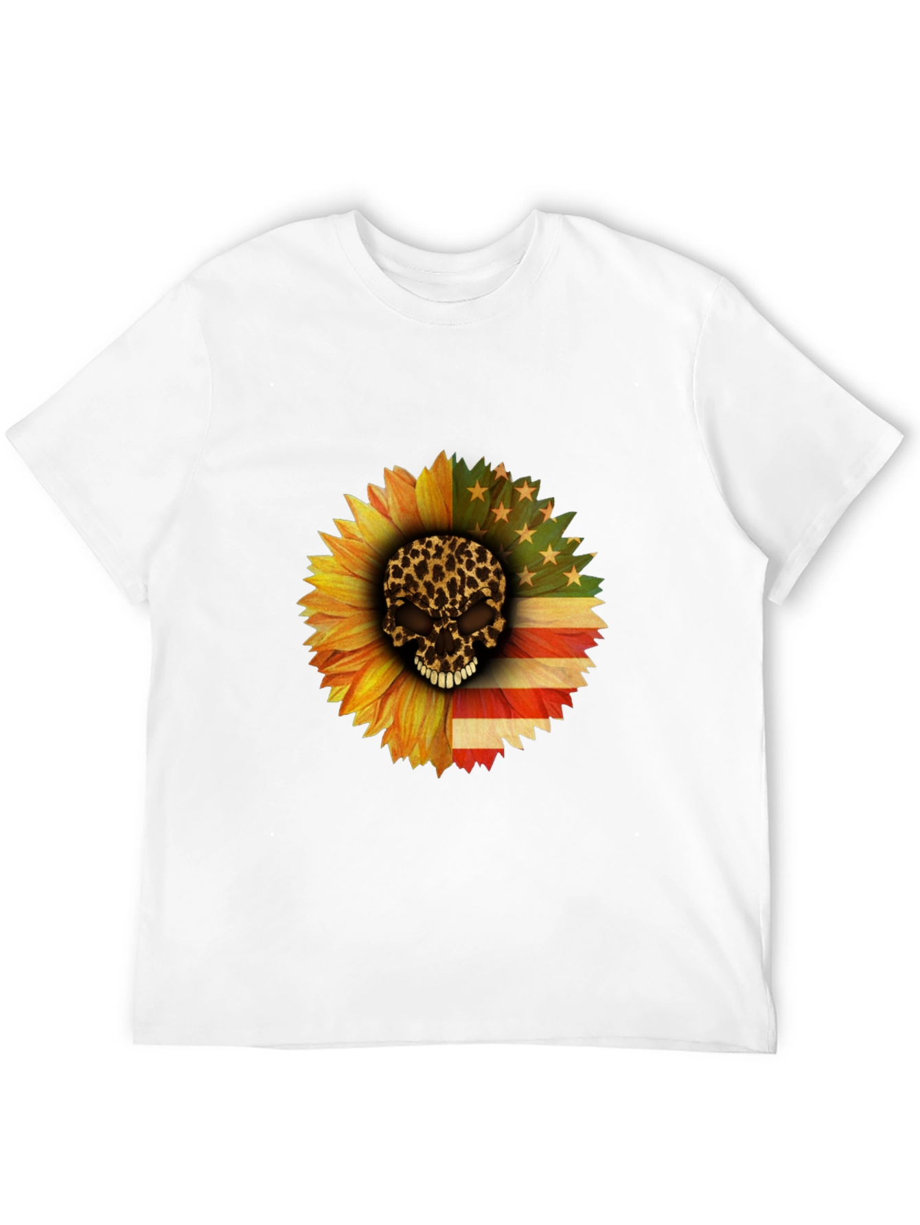 Skull Sunflower Patriotic T-Shirt