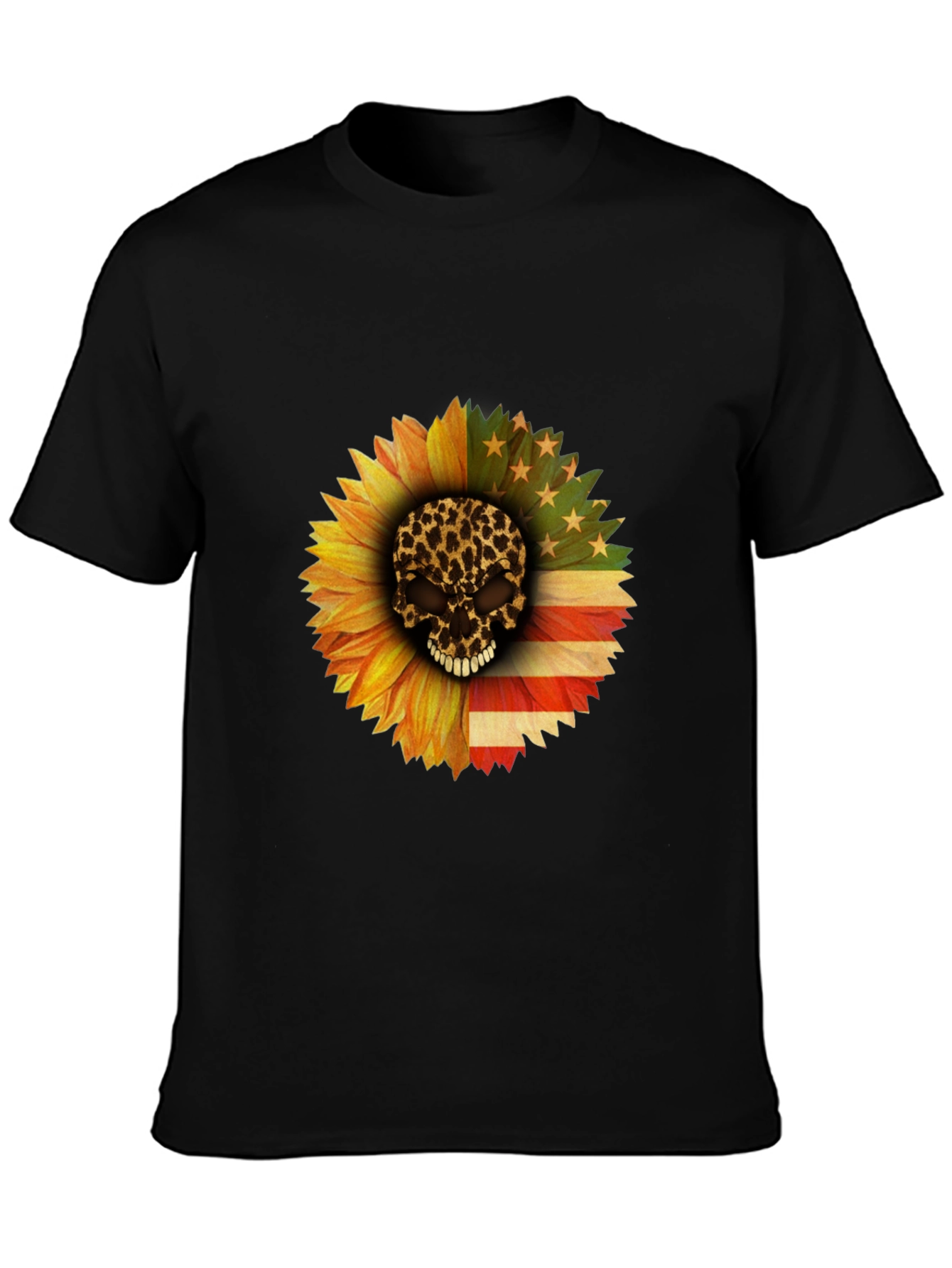 Skull Sunflower Patriotic T-Shirt