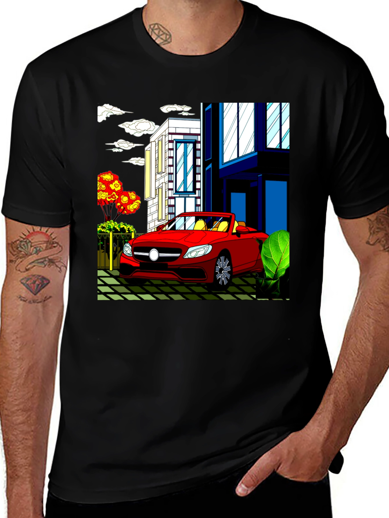 Red Convertible Car Graphic T-Shirt